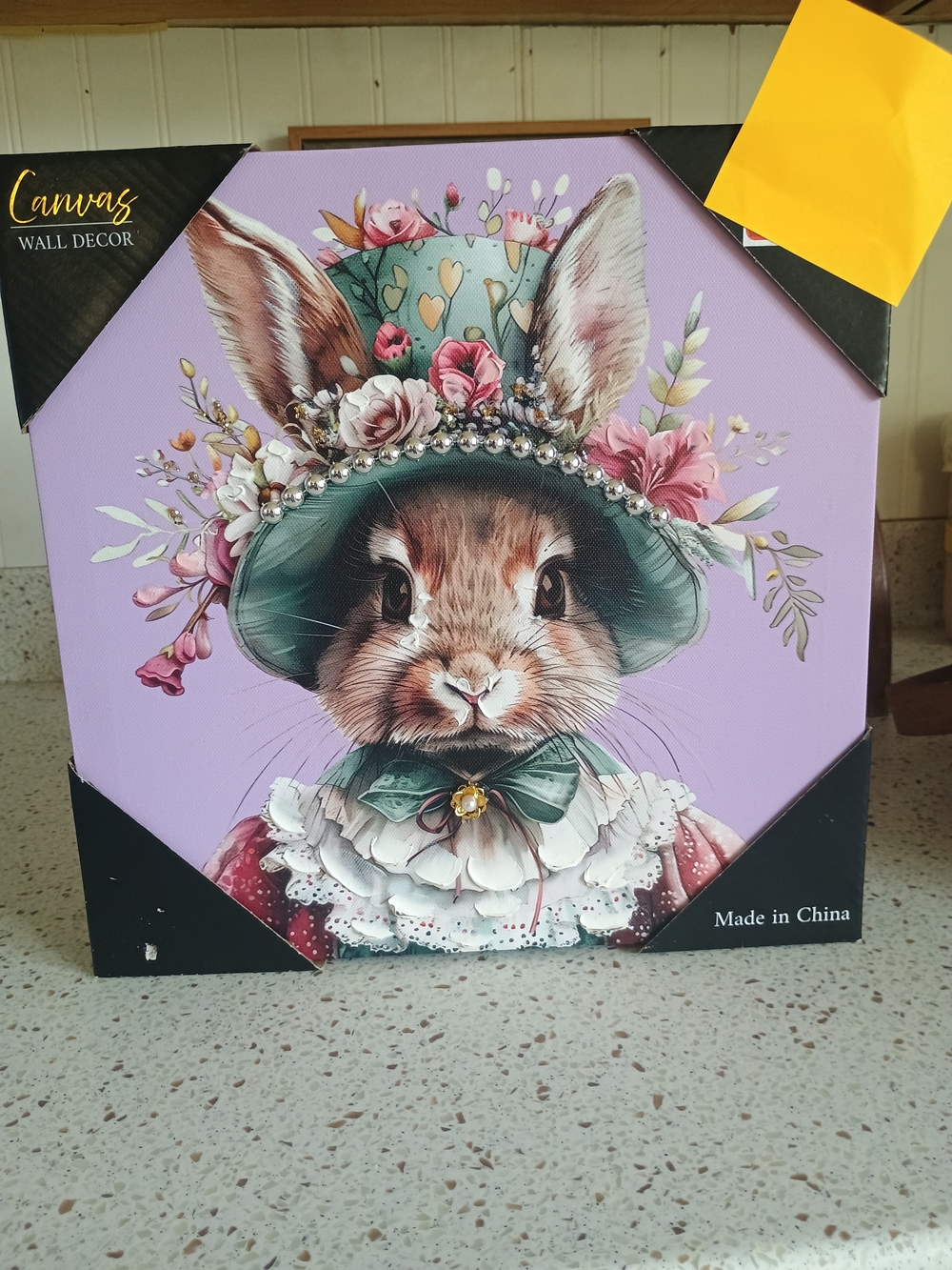 Mrs. Easter Bunny Rabbit Canvas Picture Artwork Wall Art Mixed Media New 12x12